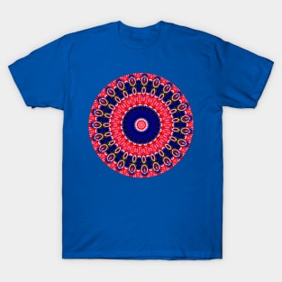 Blue Red Mandala Flower T-Shirt